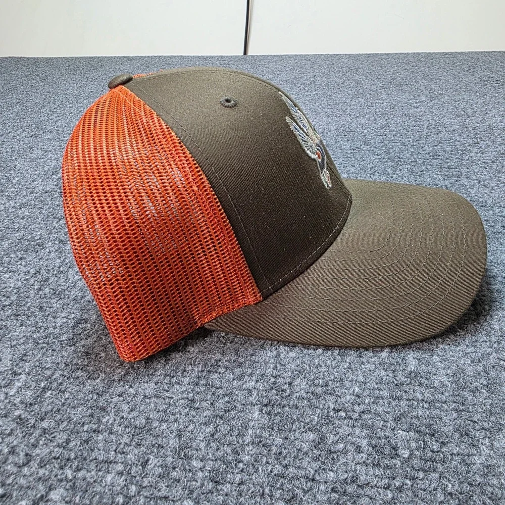 Richardson 115 Trucker Hat Cap Brown Orange Mallard Duck Flying Embroidered M/LG
